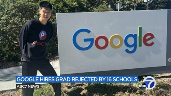 우수한 학업성적과 활동 경력을 가진 고등학교 졸업생이 명문대로부터 대부분 불합격 통지를 받았으나 최근 세계 최고 IT 기업으로 꼽히는 구글에 소프트웨어 엔지니어로 정식 사원이 돼 화제가 되고 있다. [ABC7 뉴스]
