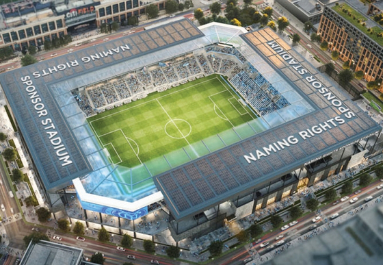 메이저리그축구(MLS) 뉴욕시풋볼클럽(NYCFC)이 15일 화잇스톤 커뮤니티보드7 공청회에서 공개한 새로운 축구 경기장 렌더링. NYCFC는 윌레츠포인트 재개발의 일환으로 축구 경기장 건설을 추진 중이다.  [사진 NYCFC]