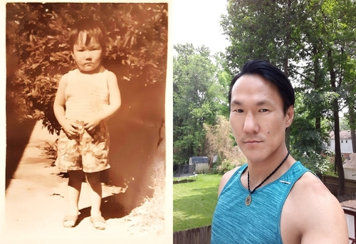 입양 한인 이철호 씨의 어릴 적 모습(왼쪽)과 현재 모습. [연합]