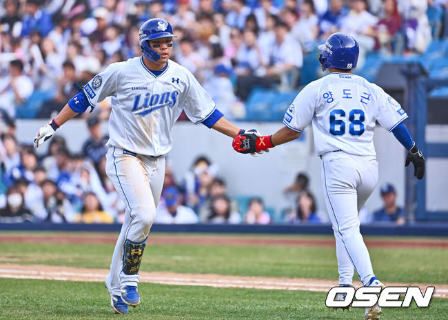 [OSEN=대구, 이석우 기자] 삼성 라이온즈 김영웅, 양도근 034 2025.03.23 / foto0307@osen.co.kr