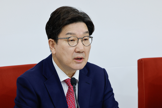 권성동 국민의힘 원내대표가 9일 오전 서울 여의도 국회에서 대선·개헌 등 현안 관련 기자간담회를 하고 있다. 뉴스1