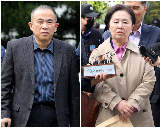 명태균(왼쪽) 씨와 김영선 전 국민의힘 의원이 지난해 11월 14일 오후 공천을 대가로 정치자금을 주고받은 혐의(정치자금법 위반)로 경남 창원시 성산구 창원지방법원에서 열린 구속 전 피의자 심문(영장실질심사)에 각각 출석하고 있다. 뉴스1