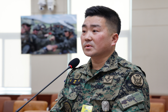 김현태 전 육군 707특수임무단장이 지난달 17일 서울 여의도 국회에서 열린 국방위원회 제422회국회(임시회) 제2차 전체회의에 출석해 현안 질의에 답하고 있다. 뉴스1