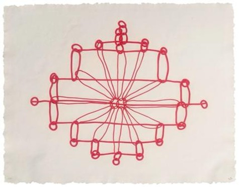 루이즈 부르주아의 판화 시리즈 ‘크로셰 II, III IV’, 1998. 실의 질감을 살린 특수 기법 판화이다. [사진 국립현대미술관]