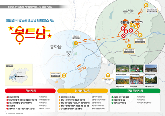 경북 봉화군이 추진하고 있는 계획공모형 지역관광개발사업인 '봉트남' 관련 사업 종합구상도. 사진 봉화군