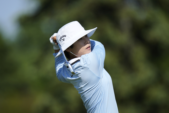 LPGA 투어 미즈호 아메리카스 오픈에서 공동 11위를 기록한 이소미가 최종라운드 4번 홀(파3)에서 티샷하고 있다. AP=연합뉴스