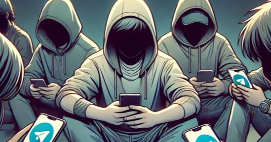 익명의 청소년들이 스마트폰을 이용해 텔레그램을 사용하는 이미지. 일러스트 챗GPT