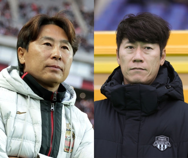 [사진] (왼쪽부터) 김기동 감독과 김은중 감독 / 한국프로축구연맹