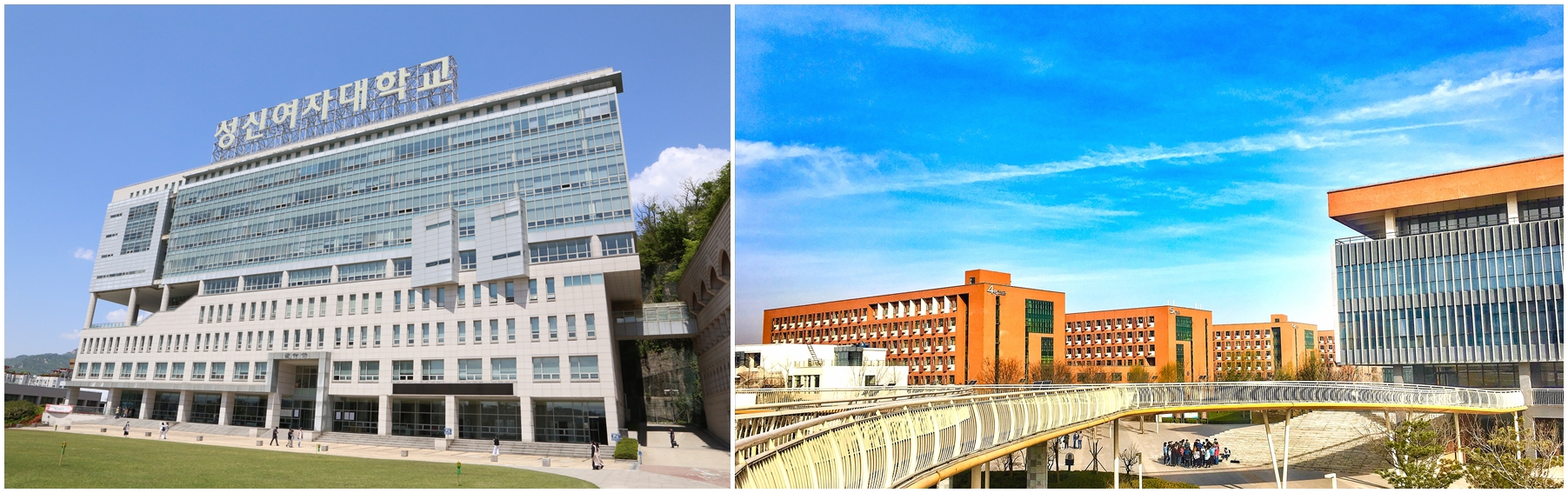 성신여자대학교(왼쪽) 전경 및 중국 하북전매대학교(오른쪽)