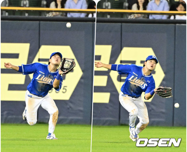 4-1로 앞선 9회말, LG 문정빈의 평범한 좌익수 플라이 타구 놓치는 박승규.