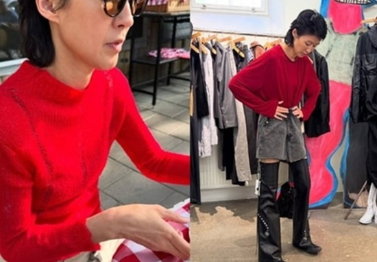 방송인 홍진경이 제21대 대선을 하루 앞둔 지난 2일 빨간색 옷을 입은 사진을 소셜미디어에 올렸다가 정치색 논란에 휩싸였다. 사진 인스타그램 캡처