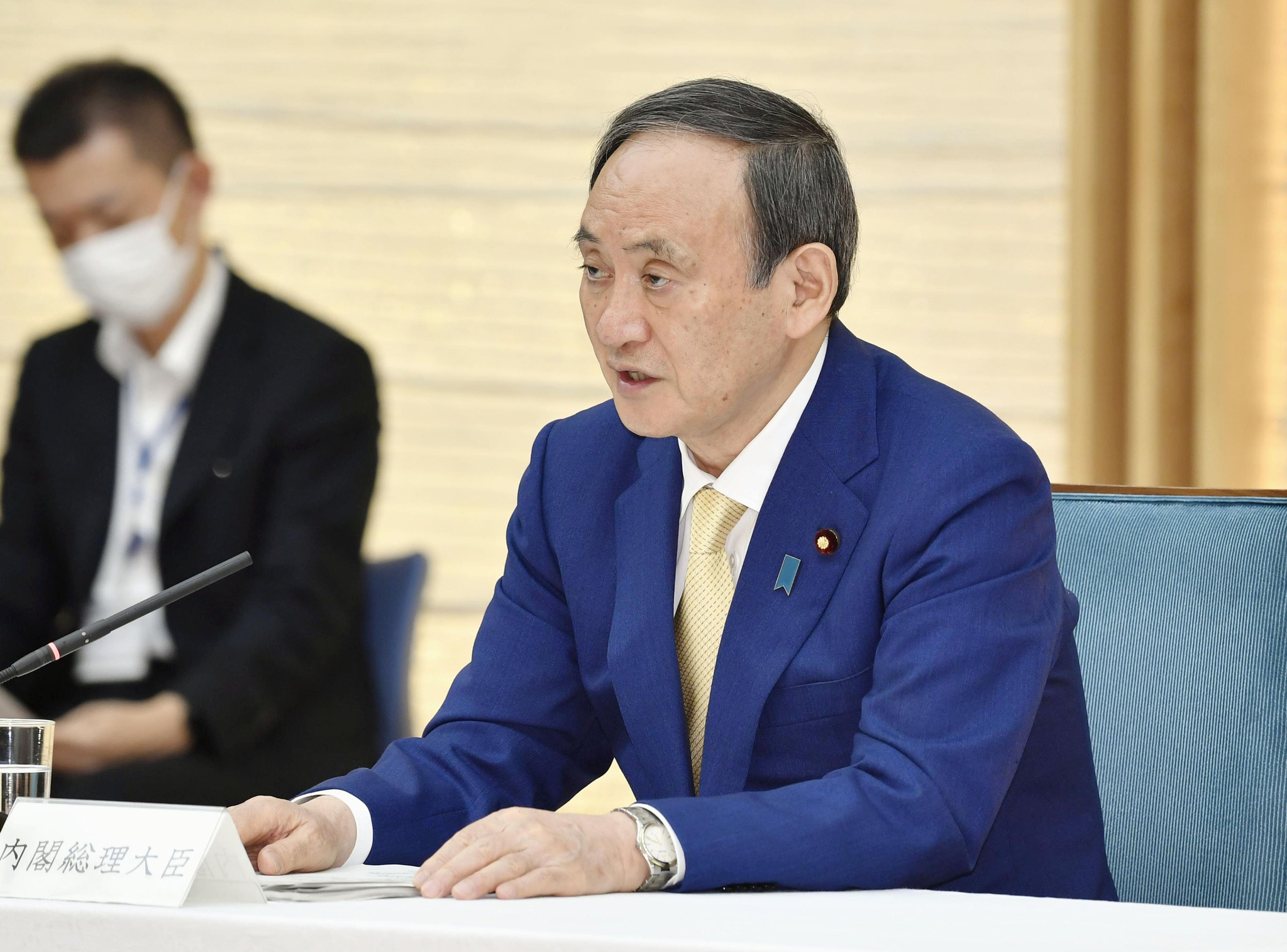 한일의원연맹 회장인 스가 요시히데 전 일본 총리. 연합뉴스