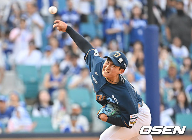 [OSEN=대구, 이석우 기자] 8일 대구삼성라이온즈파크에서 2025 신한 SOL 뱅크 KBO 리그 삼성 라이온즈와 NC 다이노스의 경기가 열렸다. 홈팀 삼성은 후라도가, 방문팀 NC는 신영우가 선발 출전했다. NC 다이노스 선발 투수 신영우가 역투하고 있다. 2025.06.08 / foto0307@osen.co.kr