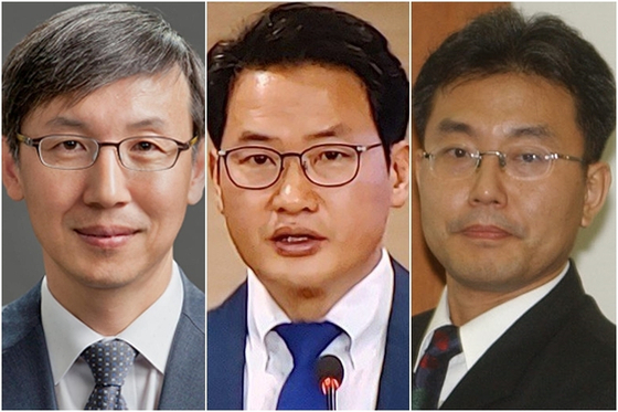 한동수(왼쪽부터) 전 대검찰청 감찰부장, 심재철 전 법무부 검찰국장, 이명현 전 국방부 검찰단 고등검찰부장. 연합뉴스