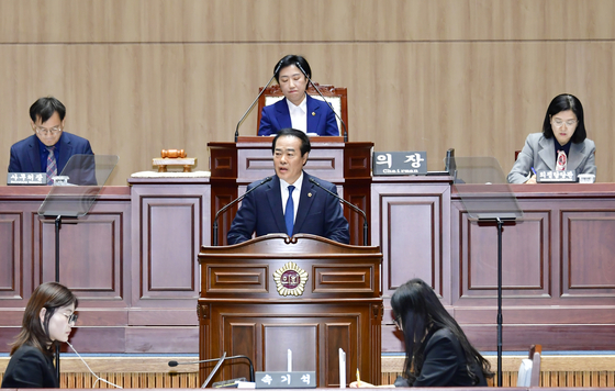 홍기월 광주시의원이 광주시의회 임시회 2차 본회의에서 5분 발언을 하고 있다. 사진 광주시의회