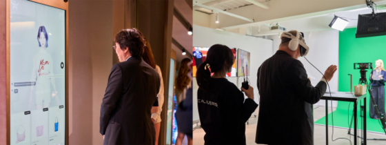 지난 12일 MCM의 서울 청담동 플래그십 스토어 ‘MCM HAUS’에 마련된 ‘인터랙티브 리테일’ 시연 현장. 사진 MCM