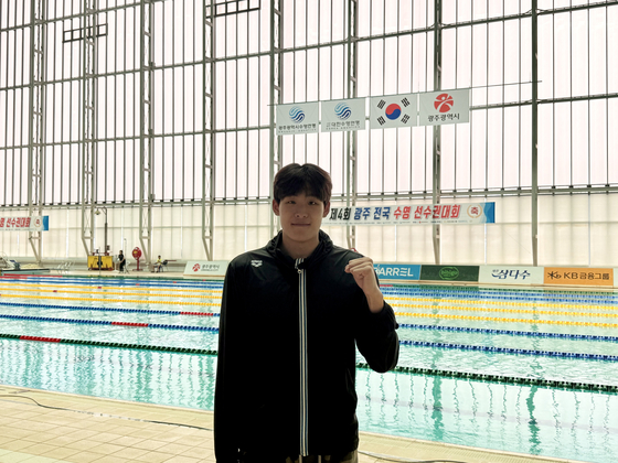 광주 전국 수영선수권대회에서 남자 자유형 100m 1위에 오른 김영범. 사진 올댓스포츠