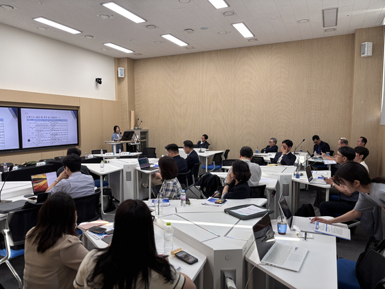'2025년 한국행정학회 하계공동학술대회 및 국제학술대회'에서 'AI 난제에의 대응' 관련 발표 중인 황혜신 한국행정연구원 선임연구위원의 모습. 사진 한국행정연구원