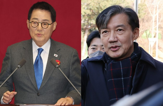 박지원 더불어민주당 의원(왼쪽), 조국 전 조국혁신당 대표. 연합뉴스