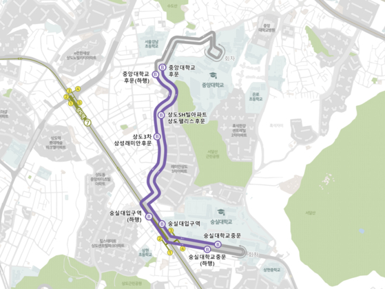 동작구 자율주행버스 노선도.  사진 서울시