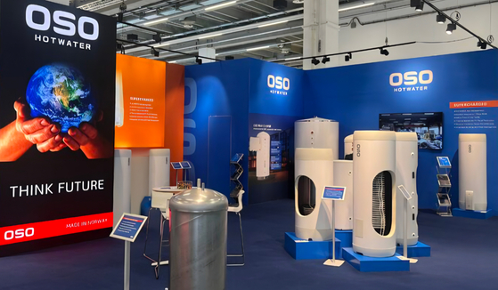 올 초 독일 프랑크푸르트에서 열린 세계 최대 규모 냉난방공조 전시회인 ‘ISH(International trade fair for sanitation, heating and air) 2025’에 참가한 OSO社의 부스 전경. LG전자가 OSO사의 지분 100%를 인수한다고 30일 밝혔다. 사진 LG전자