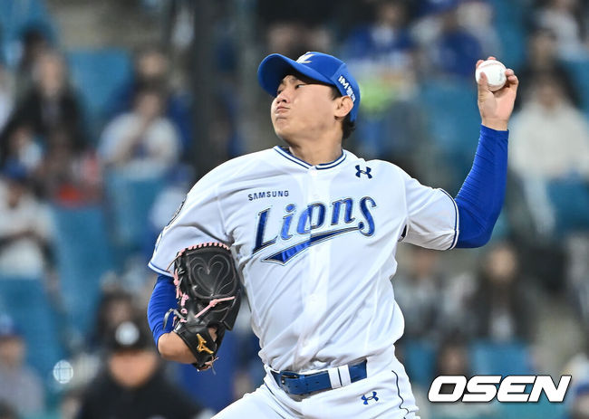 [OSEN=대구, 이석우 기자] 23일 대구삼성라이온즈파크에서 2025 신한 SOL 뱅크 KBO 리그 삼성 라이온즈와 KIA 타이거즈의 경기가 열렸다. 홈팀 삼성은 황동재가, 방문팀 KIA는 네일이 선발 출전했다. 삼성 라이온즈 배찬승이 역투하고 있다. 2025.05.23 / foto0307@osen.co.kr