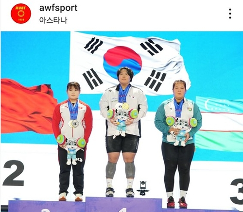 아시아유소년역도선수권 여자 최중량급에서 우승한 김체량. 사진 아시아역도연맹 인스타그램
