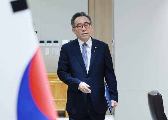 조태열 외교부 장관이 지난달 24일 서울 용산 대통령실 청사에서 열린 국무회의에 참석하고 있다. 순직해병특검은 이종섭 전 국방부장관의 도피의혹 관련해 조 장관을 불러 조사할 방침이다. 연합뉴스