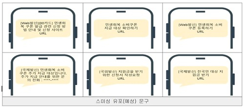 소비쿠폰 관련 스미싱 예상 문구. 사진 보호나라 캡처
