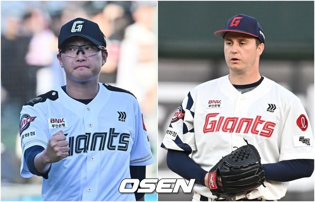 롯데 박세웅(왼쪽)과 데이비슨 / OSEN DB
