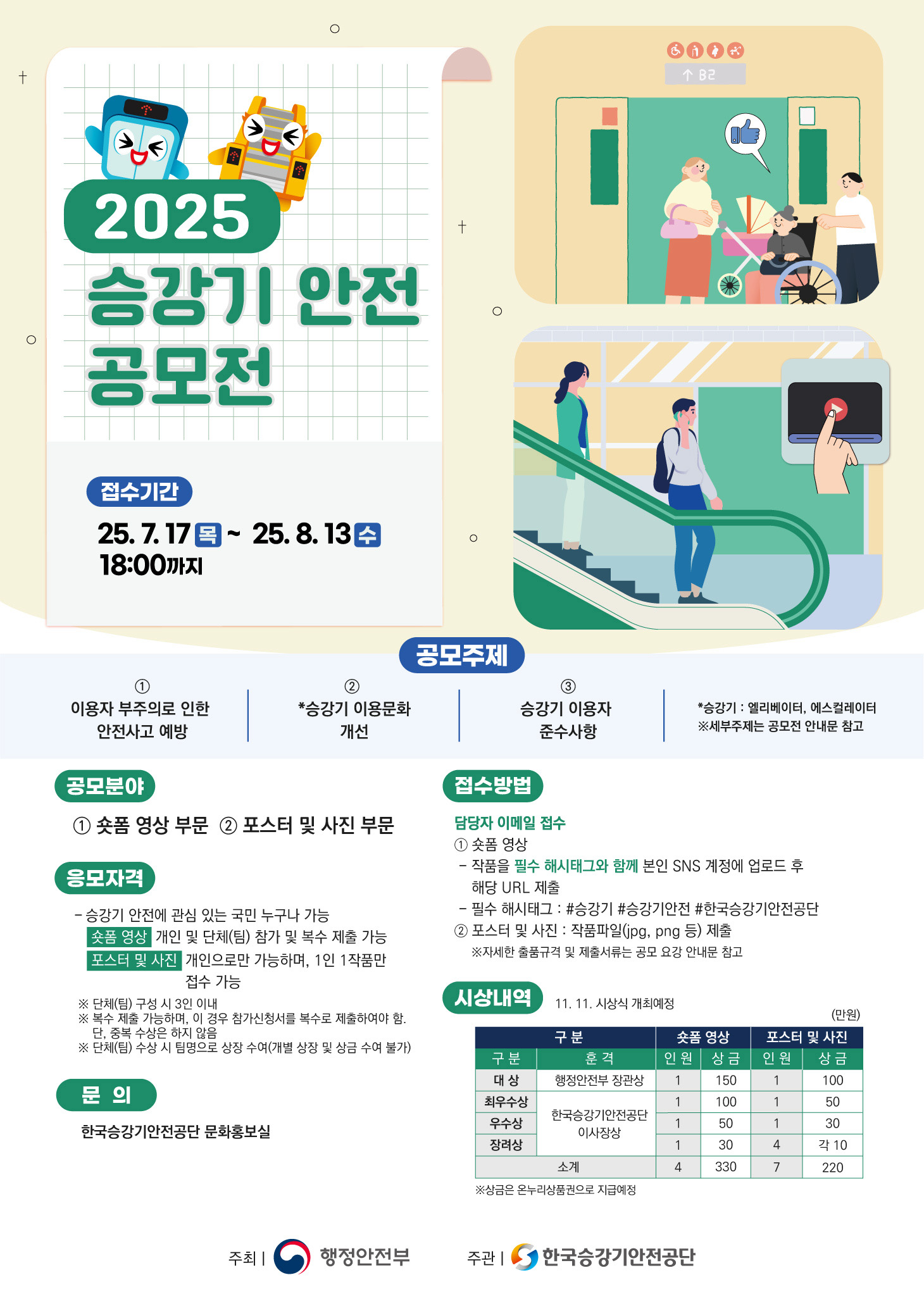 2025년 승강기 안전 공모전 포스터