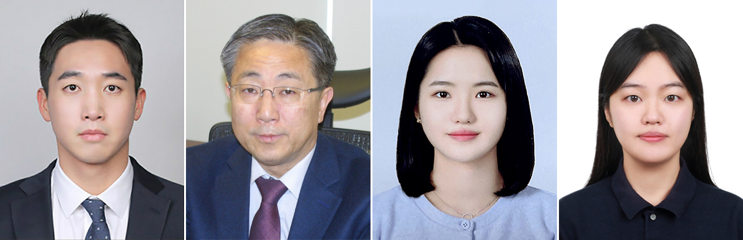 연구진 사진. 왼쪽부터 김병수 부산대 교수, 조동우 포항공대 교수, 최민주 부산대 석사졸업생, 박원빈 포항공대 박사