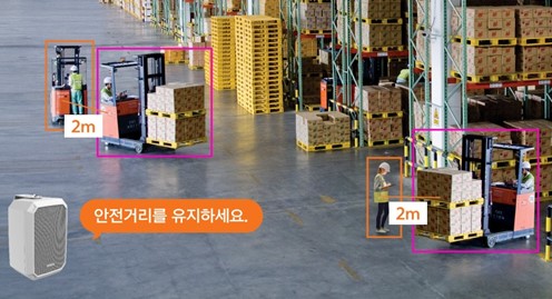 작업자의 상태나 현장 상황을 분석해 안전 수칙 준수를 권고하는 등 첨단 기능이 탑재된 한화비전AI카메라.