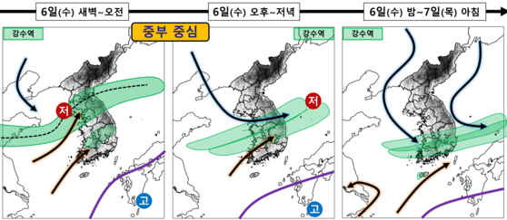 6~7일 강수 시나리오. 기상청 제공