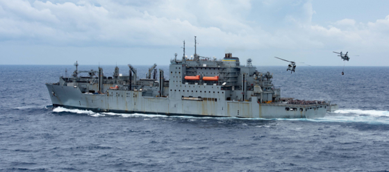 HD현대중공업이 수주한 미 해군 7함대 소속 ‘USNS 앨런 셰퍼드’함. [사진 HD현대중공업]