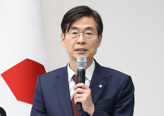 조경태 국민의힘 당대표 후보가 3일 오후 서울 여의도 중앙당사에서 열린 제6차 전당대회 후보자 비전대회에서 비전발표를 하고 있다. 뉴스1