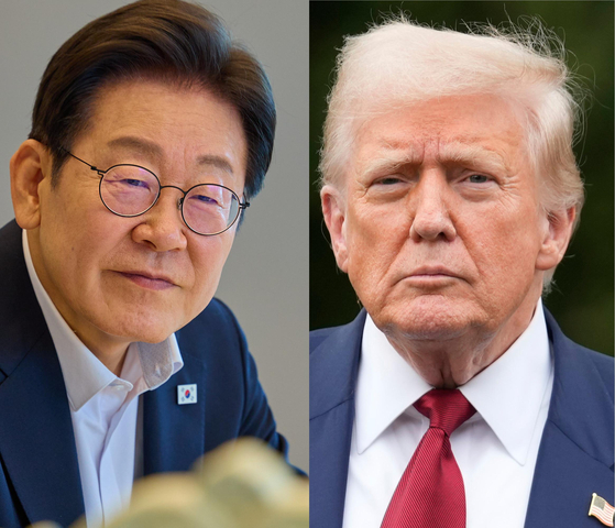 오는 25일(현지시간) 미국 워싱턴 DC 백악관에서 정상회담을 가질 예정인 이재명 대통령과 도널드 트럼프 미국 대통령. AP=연합뉴스