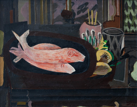 조르주 브라크, The Red Mullets,1937 Oil on canvas 44 x 55 cm Signed lower right: GBRAQUE 37 , Collection of Regis Kramp Gallery [사진 프리즈]