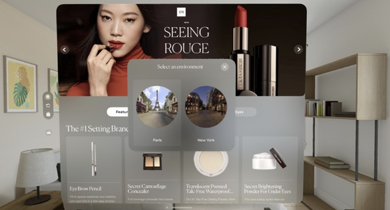 애플 비전프로 전용 뷰티 앱. Laura Mercier Cosmetics