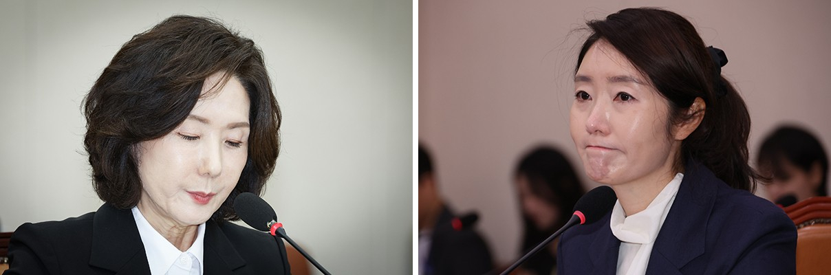 이진숙(왼쪽) 사회부총리 겸 교육부 장관 후보자와 강선우(오른쪽) 여성가족부 장관 후보자가 국회 인사청문회에 출석해 질의를 듣고 있다. 두 후보자는 자질 논란이 불거지며 결국 스스로 후보직을 사퇴했다. [연합뉴스]