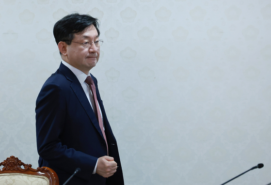 성태윤 전 대통령비서실 정책실장이 경제안보전략 태스크포스(TF) 회의에 참석했다. [연합뉴스]