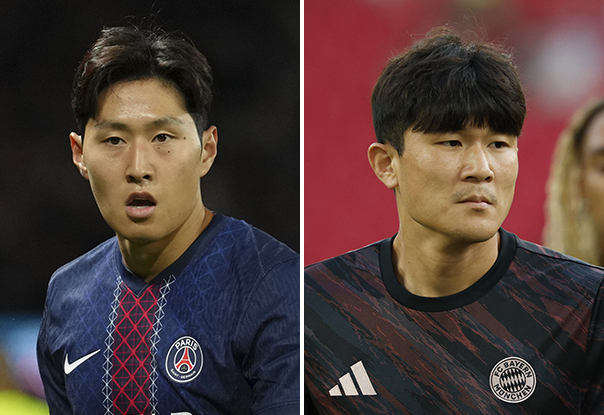 파리생제르맹 이강인(왼쪽)과 바이에른 뮌헨 김민재. [AP·로이터=연합뉴스]