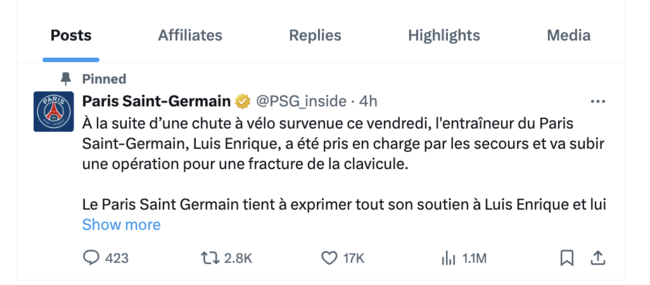 [사진] PSG 소셜 미디어 계정