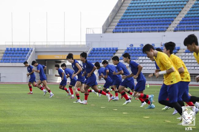 [사진] 김해에서 진행된 소집 훈련 당시 U-20 대표팀. 대한축구협회