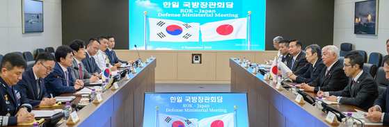 안규백 대한민국 국방부 장관이 8일 서울에서 열린 한일 국방장관 회담에서 발언하고 있다. 사진 국방부=뉴스1