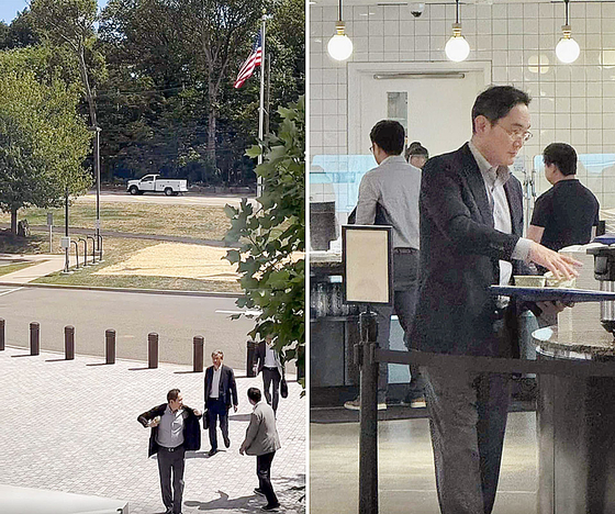 이재용 삼성전자 회장이 최근 워싱턴DC 방미 일정 당시 미국 뉴저지 잉글우드클리프에 새로 오픈한 삼성전자 북미법인(SEA) 신사옥을 방문했다. 이곳에서 이 회장은 미국 사업에 대한 보고 받은 뒤 구내 식당서 직원들과 함께 식사도 했다. SNS 캡쳐