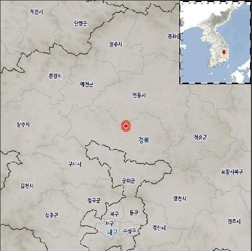 지진 진앙. 기상청 제공