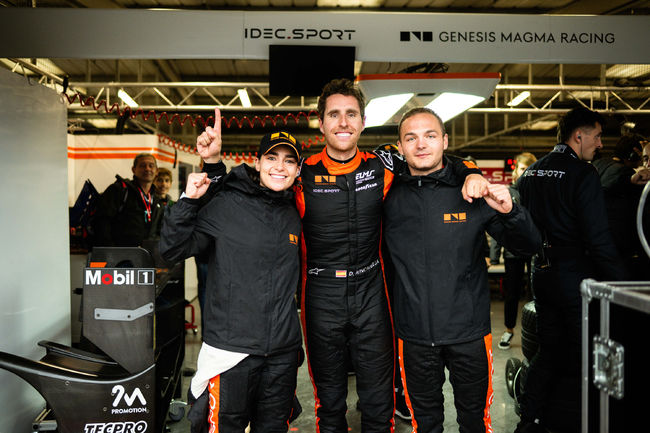 2025시즌유러피언르망시리즈제5전에 출전한제네시스마그마레이싱소속제이미체드윅(JamieChadwick),마티스조베르(MathysJaubert),다니엘훈카데야(Daniel Juncadella)(사진 왼쪽부터).