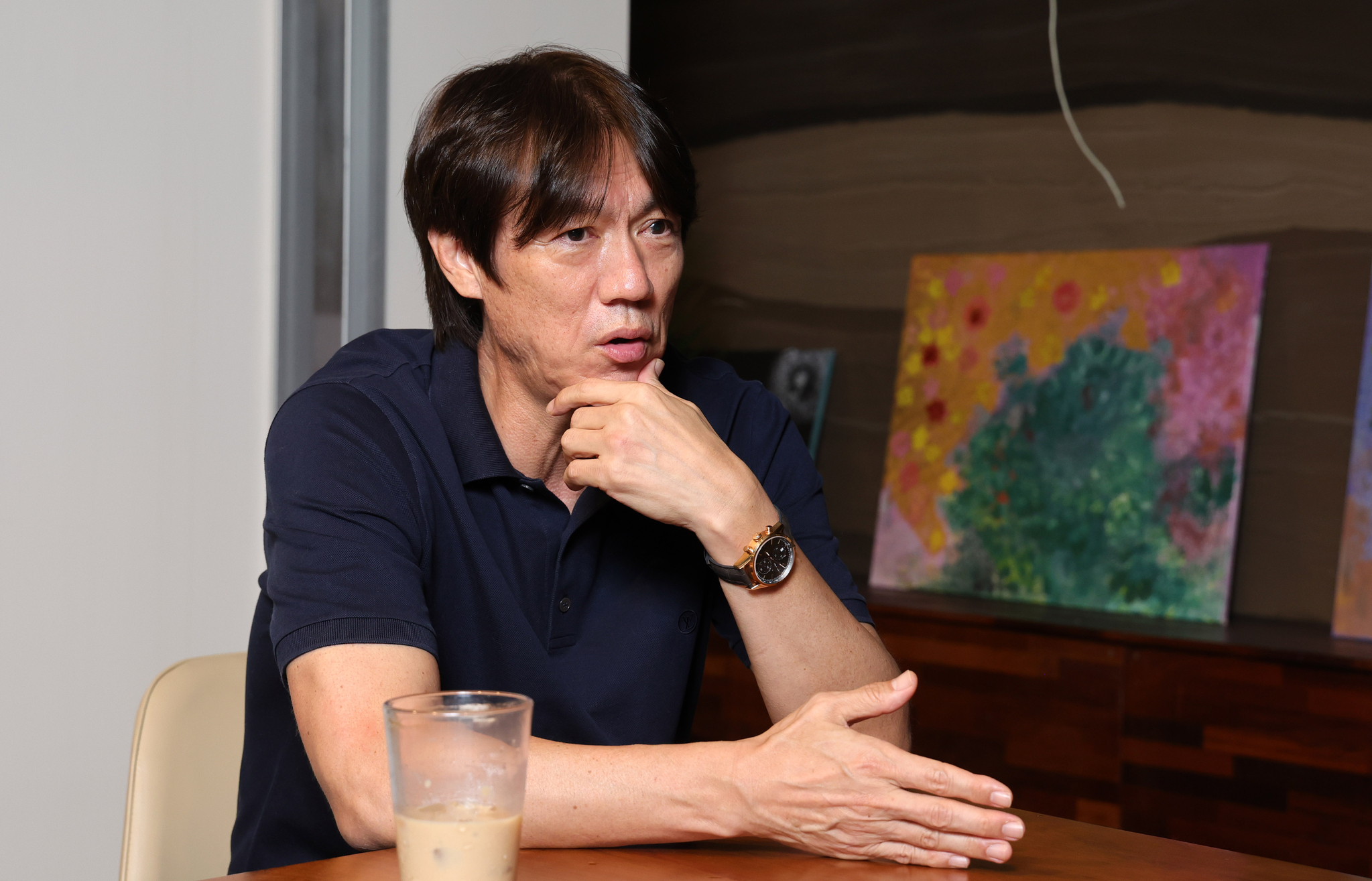 내년 북중미 월드컵을 준비 중인 홍명보 축구대표팀 감독. 강정현 기자