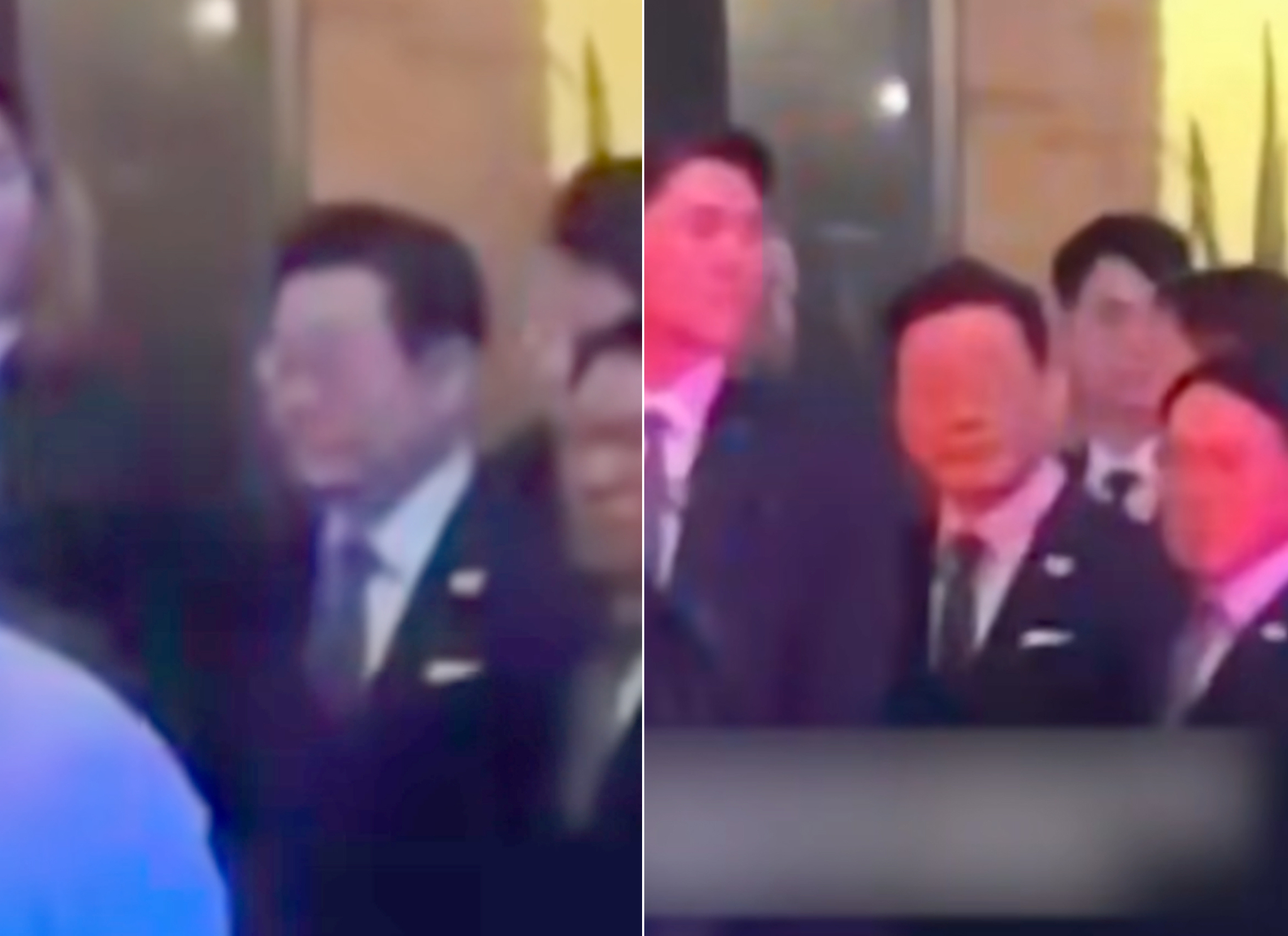 이재명 대통령이 도널드 트럼프 미국 대통령의 차량 행렬로 인해 멈춰서 있는 모습. 사진 유튜브 캡처